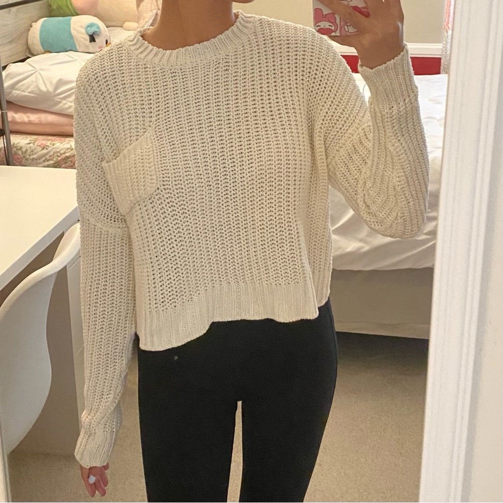BEIGE CROCHET SWEATER - Picture 1 of 5
